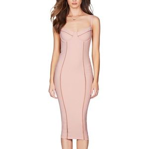 Nookie Chicago Midi Body-con Dress in Blush